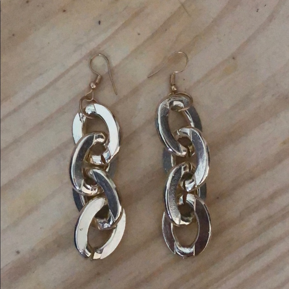 Large gold chain earrings